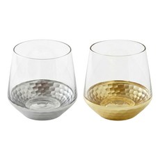 JUST HOME 錘目奢華玻璃杯2件組 3101-04 350ml, 金色 + 銀色, 1套