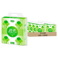 百吉牌 親柔抽取式衛生紙 100張, 8套, 8個裝