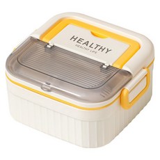 HEALTHY 方形手提便當盒/304不鏽鋼保溫飯盒 650ml, 黃色, 1個