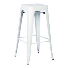 E-home Yanni亞尼工業風可堆疊金屬吧檯椅 NKC005C, 白色, 1個