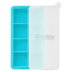 Mindea 食品用矽膠方形製冰格 8格款 冰塊4.8cm, 天藍色, 1個
