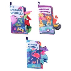 PLAYFUL TOYS 頑玩具 動物早教布書 3本, 混和顏色, 1套