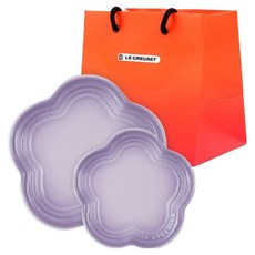 LE CREUSET 花朵盤2件組 + S號購物袋套組, 藍鈴紫, 盤子 14cm + 19cm, 1套