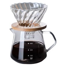 Hesii 600ml 手沖咖啡 耐熱玻璃壺組 1套 壺 + 竹托濾杯