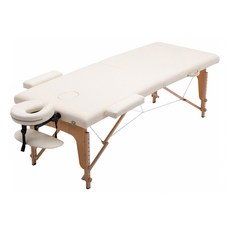E-home Chill契爾實木腳附牛津布背袋折疊按摩推拿刺青床 寬60cm BSJ001A, 白色