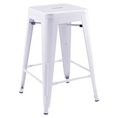 E-home 約克工業風可堆疊金屬吧檯椅 NKC112A-wht 66cm, 白色, 1個