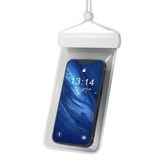 Aura IPX8掛脖可觸屏手機防水袋 7.2吋適用, 珍珠白, 1個
