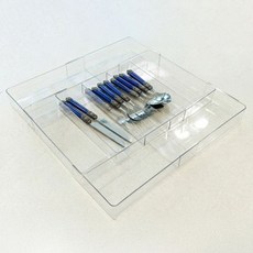 @HOME 長度可調抽屜整理餐具收納隔板託盤 四格, 透明, 1個