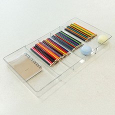@HOME 長度可調抽屜整理餐具收納隔板託盤 5格, 透明, 1個