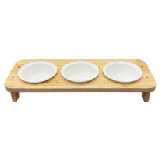 paipet 寵物木質三碗架, 淺木色, 1個