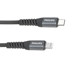 PHILIPS 飛利浦 Type-C-Lightning手機充電線 DLC4561V, 灰色, 1個, 2m