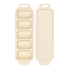 MOTHER-K HUG 鉑金矽膠副食品製冰盒 5格, 奶油白, 1個, 250ml