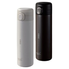 HouseKeeper 妙管家 彈蓋鈦鈊保溫杯2件組, 霧灰白 + 鋼鐵灰, 1套, 500ml