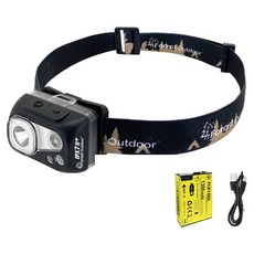 Forest Outdoor 群森戶外 IPX7 II EX防水遠近光感應頭燈 附頭帶 + 電池 + 充電線, 黑色, 1套