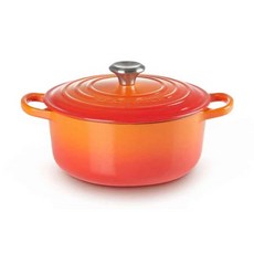 LE CREUSET 典藏琺瑯鑄鐵鍋圓鍋 含鋼頭鍋蓋, 火焰橘, 1個, 20cm