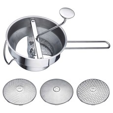 WESTMARK 不鏽鋼食物攪拌果醬磨泥器5件組 磨泥器 + 濾孔磨盤 3個 + 旋轉用壓模組合 11952260, 1套