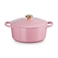 LE CREUSET 典藏琺瑯鑄鐵圓鍋 + 金頭鍋蓋, 薔薇粉, 1個, 22cm