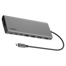 belkin 貝爾金 Connect 通用 USB-C 8合1 雙4K顯示集線器 INC015btSGY-CZ, 銀色, 1個