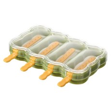 FaSoLa 4格1體食品級矽膠雪糕模具冰棒製冰盒, 綠色, 1組