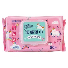 康乃馨 潔膚濕巾趴趴蓋 獨角獸版 80張, 1個, 1個裝, 48gsm