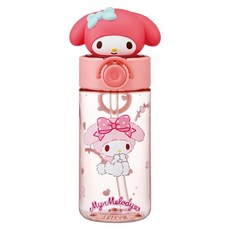 Skater 美樂蒂 470ml 透明冷水吸管水瓶 大頭造型提環 粉色 1個