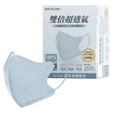 HUA JING MEDICAL 華淨醫材 水駐極+ 3D立體醫用口罩, 微藍色, 1個, 25片