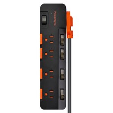PowerSync 群加 防雷防塵大間距延長線 3P 5開 4孔 TR54D018, 黑色, 1個, 1.8m