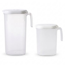 JAR 嚴選 冰箱耐高溫帶蓋過濾大容量飲料桶雙筒組 1800ml + 2500ml, 白色, 1套, 4300ml