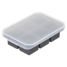 SHIMOYAMA 防異味密封式矽膠製冰盒 6格 + 蓋子, 深灰色, 1個
