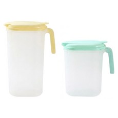 JAR 嚴選 日式夏季帶蓋大容量耐高溫冷水壺 1.8L + 2.5L, 綠色 + 黃色, 1套, 4.3L