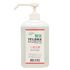醫強 75%酒精液 含壓頭, 1個, 1000ml