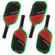 AD-ROCKET 發光匹克球拍 頂級PRO款 匹克球 玻璃纖維 LED燈球拍 4個, 黑紅色, 1套