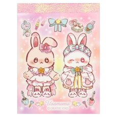 CREATIVE YOKO Usamomo 萌兔桃桃 A6便條紙, 花漾, 1套, 100張