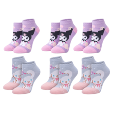 ONEDER 旺達棉品 三麗鷗幼童止滑襪 6雙組