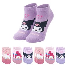 ONEDER 旺達棉品 止滑幼童襪 美樂蒂 + 酷洛米 + 凱蒂貓 6雙