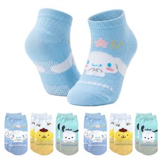 ONEDER 旺達棉品 止滑幼童襪 布丁狗 + 帕洽狗 + 大耳狗 6雙