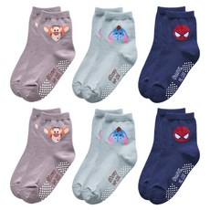 oneder 旺達棉品 Disney/Marvel 跳跳虎 屹耳 蜘蛛人幼童止滑襪 6雙