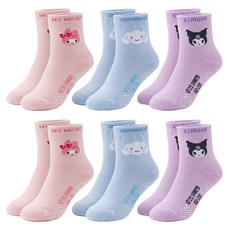oneder 旺達棉品 Sanrio 美樂蒂 大耳狗 酷洛米幼童止滑襪 6雙