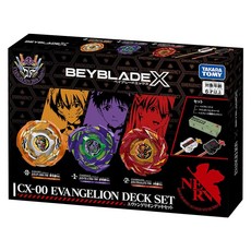 BEYBLADE X 戰鬥陀螺X 新世紀福音戰士改造組 陀螺 3個 + 發射器 2個 + 陀螺收納盒 CX-00, 混和顏色, 1套