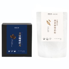 順便幸福 燕麥咖啡拿鐵超值組, 1套, 杏仁果黑巧克濾掛咖啡 8g 12個 + 燕麥植物奶粉 350g