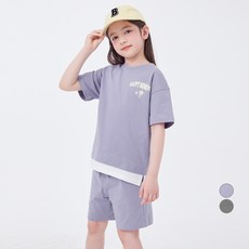 Lolly Tree 兒童短袖假兩件T恤褲子套裝 EH