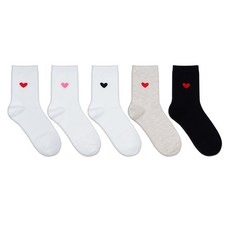 parkgoon 女款愛心圖案中筒襪 5雙入