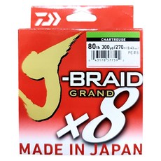 DAIWA 大和 釣線 JB 80LB-300yds CHARTREUSE X8U #8, 綠色, 1捲