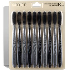 LIFENET 清爽竹炭雙重細毛牙刷 黑色, 10片, 1個