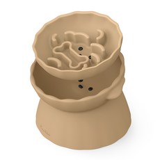 LunaBear 寵物防噎無噪音矽膠食碗, 棕色, 1個
