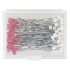 Clover 可樂牌 待針 約長36mm x 0.5mm 日本製, 紅色 + 白色 + 銀色, 1盒