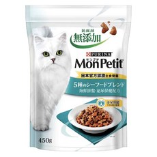 MonPetit 貓倍麗 成貓 乾飼料, 鮪魚 + 鰹魚 + 鯛魚 + 蝦 + 蟹, 450g, 1袋