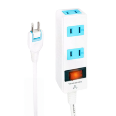 POWER BULL 動力公牛 1切3口 延長線 2孔 267g, 2m, 白色 + 藍色, 1個