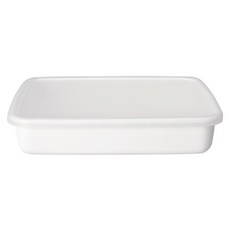Noda Horo 野田琺瑯 日本製長方型塑料蓋琺瑯保鮮盒 淺型 2.4L, 1個容器 + 1個蓋子, 1組