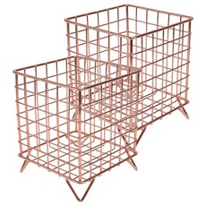 方形角座收納籃 尺寸16.5x13x13cm, 玫瑰金, 2個